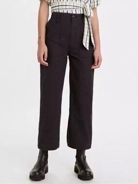 Levi's Womens Black Ribcage Straight Ankle Utility Pants Size 32 High Rise NWT
